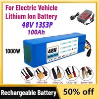 New 48V 100000mAh 1000W 13S3P Lithium-ion Battery Pack for Electric Vehicle Lithium Ion Battery 54.6V Charger XT60+T T+DC