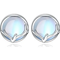 925 Sterling Silver Antlers Moonstone Crystal Stud Earrings For Women Wedding Party Fashion Charm Jewelry