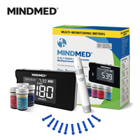 MINDMED 4-in-1 Blood Glucose Meter Kit Multi-Function Glucometer with Test Strips & Lancets for Home Diabetes Monitoring