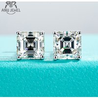 AnuJewel 10K Gold Post 4/2/1ct Asscher Cut Moissanite Stud Earrings Anti-allergy Eearrings For Women Jewelry Wholesale