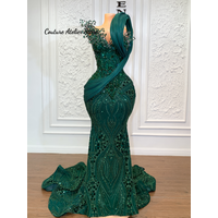 Graduation Ball Dress Emerald Green Mermaid Prom Dress For Blackgirls Stones Wedding Party Dresses Robe de soirée Customized