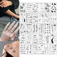 30pcs Waterproof Temporary Tattoo Sticker Butterfly Ring Tropic Feather Cross Flower Heart Line Body Art Arm Fake Tato Women Men
