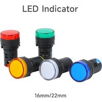 AD16-22 AD16-16 Panel Mount LED Power Indicator 12V 24V 110V 220V 380V 22mm Pilot Signal Light Lamp Red Blue White Green Yellow