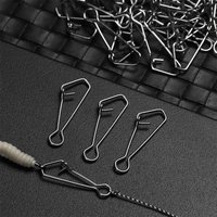 50pcs/pack Fast Clip Lock Fishing Hook Line Connector 0#-7# Stainless Steel Safety Pin Swivel Sea Snap Hooks Fishing Tackle