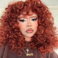 Red Ginger Wig for Women Long Curly Wave Wigs with Bangs Copper Synthetic Wig Natural Cosplay Party Heat Resistant Hair