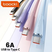Toocki 100W Flash Charge USB to USB C Cable 6A Type C Fast Charging for Samsung Huawei Mate 1/2/3/5Pcs 1.2/2M TPE USBC Data Wire