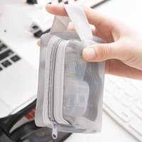 Tragbare Mini-Aufbewahrungstaschen mit durchsichtigem Reißverschluss, quadratisch, Nylon-Mesh-Geldbörse, große Kapazität, Schlüssel-Kopfhörer-Organize