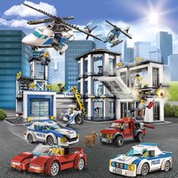 New City Police Command Trucks Building Blocks Policeman Car Helicopter Model Bricks Toys for Children