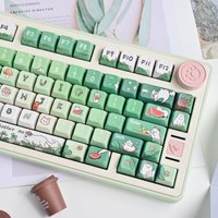 MAIMOOO 134Keys Angry Cat Green Keycap PBT MDA Cherry Cute Girl Creative Hand-Painted Cartoon Mechanical Keyboard DIY Keycaps