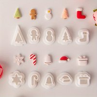 10Pcs Christmas Mini Clay Earring Cutters, Snowman, Gingerbread & Socks Shapes, Polymer Clay Mold for Jewelry & Pendant Making