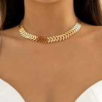 IngeSight.Z Vintage V Sequins Chain Choker Necklace for Women Punk Gold Color Leaves Lavicle Chain Necklaces Jewelry Gift