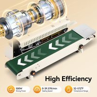 500W Continuous Sealing Machine Automatic Horizontal Band Sealer with Rubber Feet Adjustable Bag Sealer for Tea Bag Plastic Bag
