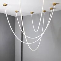Nordic Long Line Chandelier Modern Flexible Long Tube LED Lights Restuarant Cafe Bar Dining Room Pendant Lamps