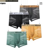 Sous-Vêtements en Maille Glacée pour Homme, Entrejambe Bactériostatique, Boxer Mince Respirant, Culotte Ventilée d'Été, 4 Pièces