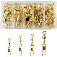 50Pcs Gold Fishing Barrel Swivel with Safety Copper Fishing Connector Snap Swivels High Strength lure Fishing Accessories Tackle