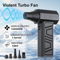 Turbo Fan Cleaning Blower Tool Car Jet Fan Type-C Charging 130000RPM 5 Outlet Nozzles Portable Blowing Snow Electric Air Duster