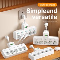 EU-Stecker und -Steckdose, Wandsteckdosen-Verlängerung, Mehrpolige Steckdose, Wandstecker, Ladegerät, Elektrischer Schalter für Zuhause, Steckdosenleiste, 1 Stück