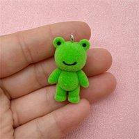 4pcs Cute 3D Flocking Frog Charms Pendant Little Frog Resin Pendant For DIY Car Keyring Earphone Backpack Making Accessories