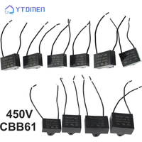 1PCS CBB61 Fan Starting Capacitor 450V 0.8-10μF 1/2/2.5/3/4/5/6/7/8μF Polypropylene Film AC Motor Run Capacitor for Ceiling Fan