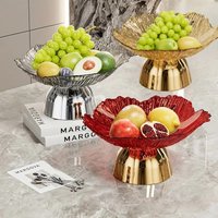New Transparent High-foot Fruit Plate Living Room Coffee Table Luxury High-end Fruit Basin Candy Snack Display Plate