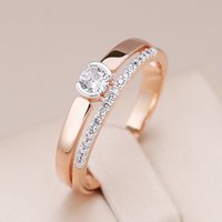 Kinel – bagues de luxe en Zircon naturel pour femmes, or Rose 585, argent, réglage mixte, Design mince, bijoux de mariage quotidiens pour mariée