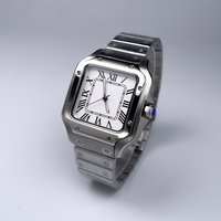 38mm Square Luxury New Men's Automatic Mechanical Watch NH35 Movement Silver No Date/Logo Stainless Steel Strap Black/Blue/White