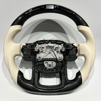 With LED Black Carbon Fiber Beige Stitched Steering Wheel for Land Rover Range Rover 2010-2012 IV 2013 SPORT P400e Velar Evoque