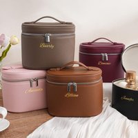 Personalized Name Travel Toiletry Bag,PU Leather Portable Storage Bag with Separate Washing Compartment Organizer Ideal for Her