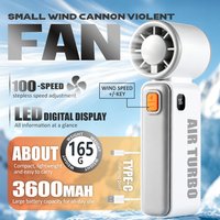 100 Speeds High Speed Handheld Fan, LED Display, 3600mAh Rechargeable, Portable, Quiet, 2-in-1 Handheld & Desktop USB Fan