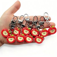 10pcs Fashion Cartoon Red Apple Cute Keychain for Women Lovely Apple Shape Bag Decorative Pendant Phone Key Chains Girls Gifts