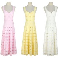 New Women Knitted Cotton Sleeveless Dress Camisole Hole Dress