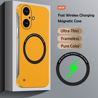 Ultra Thin Hard PC Magnetic Frameless Phone Case For iPhone 16E 15 14 Pro Max Plus Shockproof Cover 17 Pro Max Matte Back Cover
