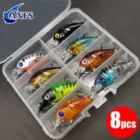 8pcs Fishing Lure Kit Crank Bait Minnow Floating Artificial Bait Topwater Fishing Bait