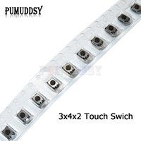 50PCS 3*4*2mm button switch 2PIN Patch touch switch SMD switch 3x4x2mm BXV