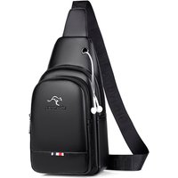 Kagaroo Luxury Brand Chest Pack Men Crossbody Bag Leather Chest Bag Travel Sling Bag Black Brown Messenger Shoulder Bag Male