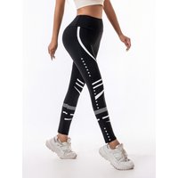 The new black leggings for women in the spring and autumn of 2025 are high-waisted elastic tight letter-printed skinny pants