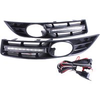 Front Bumper Fog Lamps Light Grill Grilles + DRL LED for Passat B6 2007-2011 Waterproof