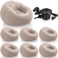 2-6PCS Inflatable Bean Bag Chairs with Electric Air Pump Blow up Couch Portable Lazy Sofa for Outdoor Movie Nights Camping