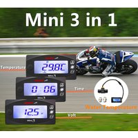 koso water Temperature Meter Universal Motorcycle water Temp Time Volt 3 in 1 waterproof LCD Digital Display For SUZUKI YAMHA