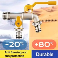 Portable Copper Water Tap Frost-Proof Double/One Outlet Water Tap Splitter Garden Irrigation Tap Balcony Use
