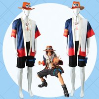 Anime Piece Pirate King Fire Fist Ace Cosplay Costume Portgas D Ace Hat Robe Kimono Suit Carnival Performance Party Adult Cloth