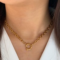 Golden Women Choker Stainless Steel OT Chain Ocean Series Pendant Shell Sea Star Conch Fish Pendants keychain DIY chunky jewelry