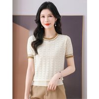 New Korean Women Sweater Summer Short Sleeve Thin hollow O-neck Knit Lady Casual Korean Pullovers Bottoming Shirt Jumpers Ladies