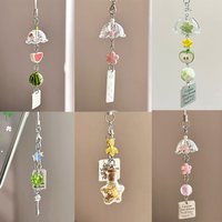 Cute Wind Chime Pendant Keyring Mobile Phone Lanyard Kawaii Bag Decorative Accessories Transparent Car Keychain Home Decorations