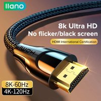 llano HDMI 8K 2.1 3D Braided cable HDMI to hdmi Cable 60hz/144hz Ultra High Speed Transmission Cable 48Gbps 3D HDR Cable