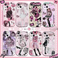 Yk2 Anime Star Girl Kawaii Angel 3D Wave Case For iPhone 16 15 14 13 12 11 Pro Max Mini X XR XSMAX 8 7 6S Plus Soft Luxury Cover