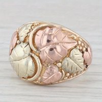 Vintage Tricolor Metal Carving Leaf Women Rings Party Daily Wear Jewelry