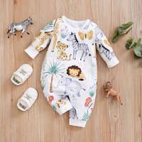 Body pour bébé à manches longues, imprimé Animal Tropical, dessin animé mignon, pour garçons et filles, printemps et automne