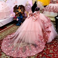 Custom Made Pink Flower Girl Dress 2026 Mini Quinceanera Birthday Party Gown Wedding Formal Pageant Daughter Sister Princess