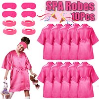 5/10 Set Spa Party Robe Kimono Girl Bathrobe Satin Silk Birthday Slumbers Disposable Child Party Favors with Headband/Blindfold